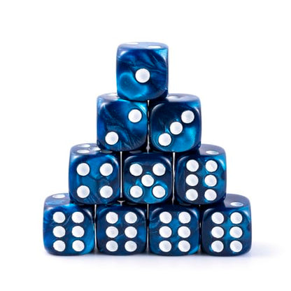 10 Pieces Polyhedral D6 Dice Set, 6 Sided Dice 16mm for RPG MTG DND Table Games (Blue) - color: Blue