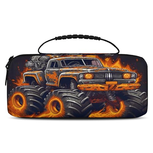 Adornori Fiery Monster Car Carry Case Compatible with Nintendo Switch 2, with 20 Games Cartridges, Portable Travel Carrying Case Pouch for Accessories & Game Cards - color: Multicolor 6