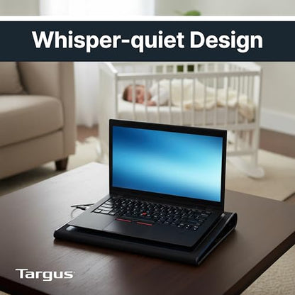 Targus 17 Inch Dual Fan Lap Chill Mat - Soft Neoprene Laptop Cooling Pad for Heat Protection, Fits Most 17" Laptops and Smaller - USB-A Connected Dual Fans for Heat Dispersion (AWE55US) - size: Tilted