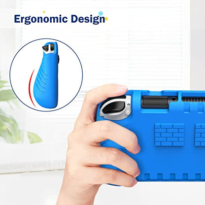 FINTIE Kid-Friendly Ultraligh Case for Nintendo Switch OLED Model (2021) | Game Card Slots, Ergonomic Grip Design, Lightweight EVA Foam, Anti-Scratch Protective Grip Case Cover, Blue - color: Blue