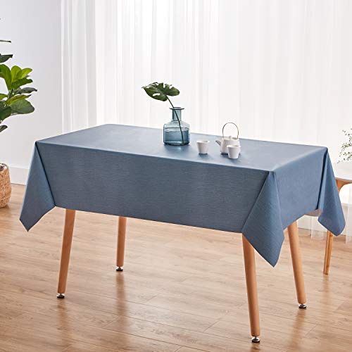 NLMUVW 42 Inch Square Vinyl Tablecloth, Small PVC Table Cloth Heavy Duty Table Cover Waterproof Wipe Clean for Kitchen Dining Picnic, Blue, 42 x 42 inch - color: Blue, size: 42" x 42" (Square)