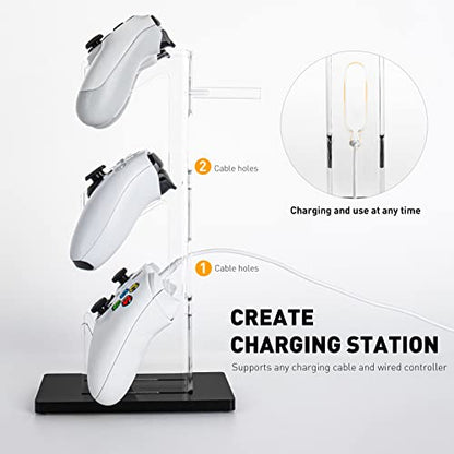 OAPRIRE Controller Stand Headset Stand, 3 Tier Acrylic Gaming Controller Holder Compatible with PS4, PS5, PC, Xbox, Universal Design (Black) - color: Black, size: 3 Tier-without lights
