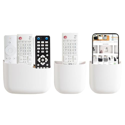 Remote Holder Wall Mount TV FAN Remote Control Holder Bedside Caddy Wall Organizer Phone Holder for Office Adhesive Media Player Controller Holder Box Tray Home Desk Nightstand 1 BIG 2 SMALL WHITE - color: 1BIG2SAMLL WHITE