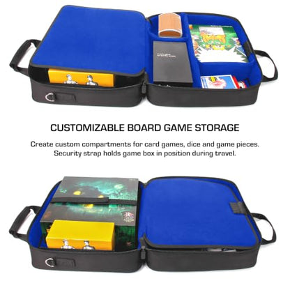 USA Gear Board Game Bag Fits Catan, Cards Against Humanity, Monopoly, Battleship, Sequence, Ticket to Ride & more - Board Game Storage Bag with Customizable Interior, Padded Shoulder Strap (Blue) - color: Blue
