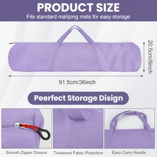34-Inch Mahjong Mat Bag, Heavy-Duty Canvas Carrying Bag with Center Dual Handles & Smooth Zipper, Fits Mahjong Mat, Racks & Tiles, All-in-One Travel Storage Bag (Purple) - color: Purple