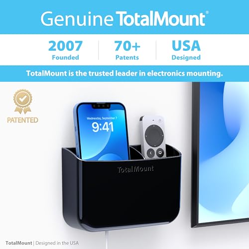 TotalMount Hole-Free Remote Holder – Eliminates Need to Drill Holes in Your Wall (Premium Black Holder for 2 or 3 Remotes) - color: Standard Black