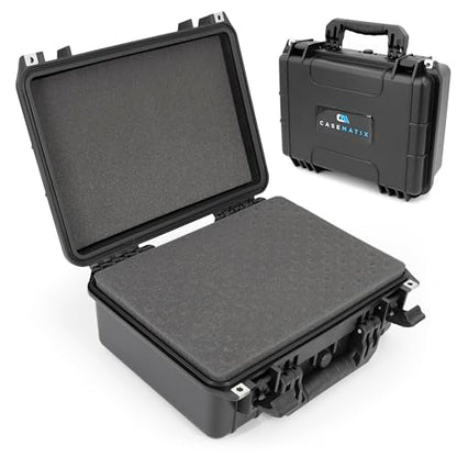 CASEMATIX 16" Waterproof Hard Case with Customizable Foam for Portable Electronics, Tools and Accessories - Hard Shell Plastic Case with Pre-Diced Travel Case Foam Interior - size: 16"