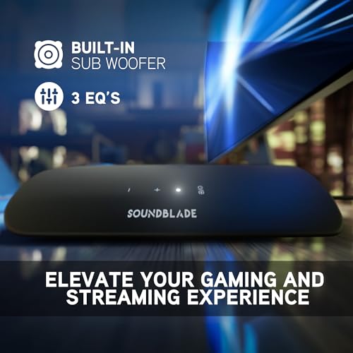 BlueAnt Soundblade Under-Monitor Soundbar, 120W 2.1 Channel Desktop Speaker with USB-C & Bluetooth 5.3 for PC, Mac, Gaming, Music and Streaming, Charcoal