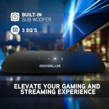 BlueAnt Soundblade Under-Monitor Soundbar, 120W 2.1 Channel Desktop Speaker with USB-C & Bluetooth 5.3 for PC, Mac, Gaming, Music and Streaming, Charcoal