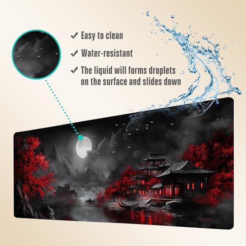 Extended Gaming Mouse Pad, Large Mouse Mat 3 mm Nature Rubber Base Mousepad with Stitched Edges, Non-Slip Desk Mat for Office Home Great Gift 31.5x11.8 Inch (Dark Canyon 5) - color: Dark Canyon 5