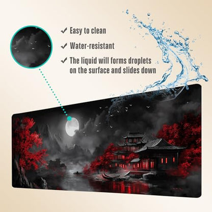 Extended Gaming Mouse Pad, Large Mouse Mat 3 mm Nature Rubber Base Mousepad with Stitched Edges, Non-Slip Desk Mat for Office Home Great Gift 31.5x11.8 Inch (Dark Canyon 5) - color: Dark Canyon 5