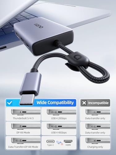 llano USB-C to Dual HDMI Adapter for Dual Monitors, HDMI Splitter with Dual 4K@60Hz Extended Display, 2K@144Hz@120Hz Support, 100W PD Charging, MST Hub for MacBook and Windows Laptop