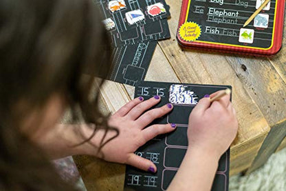 Bendon TS Shure ABC and 123 Alphabet Letters and Numbers Counting Educational Learning Tin with 8 Scratchboards and Wooden Stylus Pre-School Kindergarten Education 51477 - style: Learn Alphabet and Numbers Set