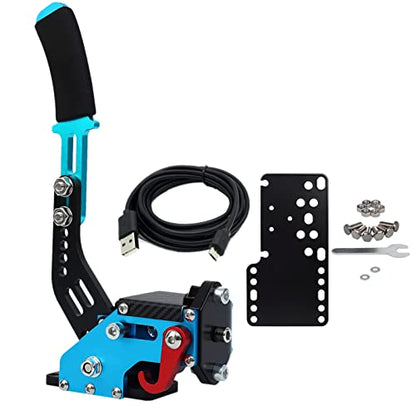 64Bit USB Handbrake SIM For XBOX ONE Racing Games Compatible with G920 FANATECOSW Dirt Rally Without Clamp With Black Stainless Steel Fixed Plate (Blue-With Black Stainless Steel Fixed Plate) - color: Blue-With Black Stainless Steel Fixed Plate