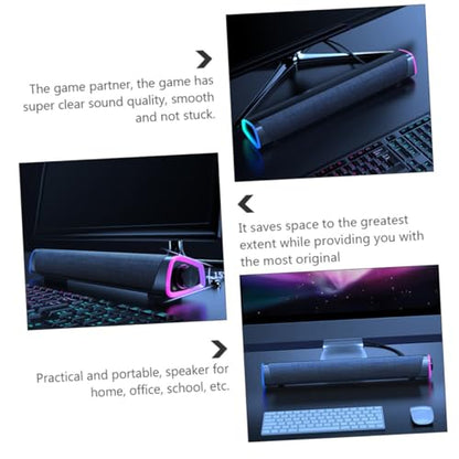 Angoily Sound Bar for Wired Speaker Dual Horn Design Immersive Gaming Sound Compact Laptop Speaker - color: Black