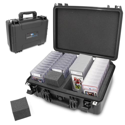 CASEMATIX Graded Card Case Compatible with 130+ BGS PSA Graded Sports Trading Cards, Waterproof Graded Slab Card Box with Precision Cut Graded Card Storage Box Foam Dividers