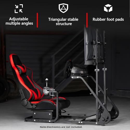 Dardoo G923 Racing Simulator Cockpit with Monitor Mount and Red Seat | Fit for Logitech G25 G27 G29 G920, for Thrustmaster T150 T300,Simulator Cockpit without Wheel,Pedal,Shift and Monitor