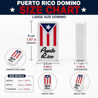 Puerto Rico Double Six Dominoes Set - Premium Quality, Cultural Heritage, 28 Tiles No Box Comes with Travel Bag Puerto Rican Adult Size Domino Set