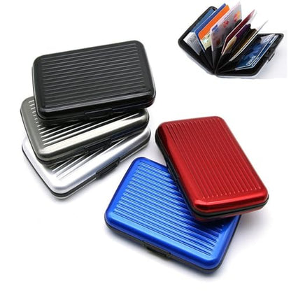 2 Pack Metal Credit Card Holder Aluminum Wallet RFID Blocking Slim Card Case Hard Shell Card Holder Wallet for Men Women Business Travel (Black) - color: Black