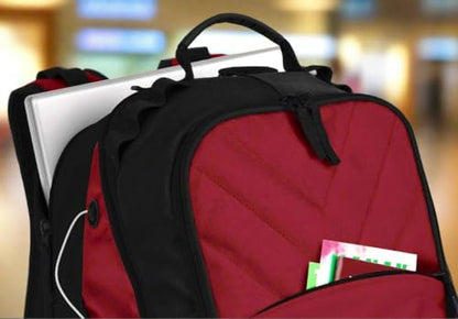 Broad Bay College Logo Backpack | Official Logo, Padded Laptop Computer Section, Premium 600 Denier Nylon Fabric, - color: Red