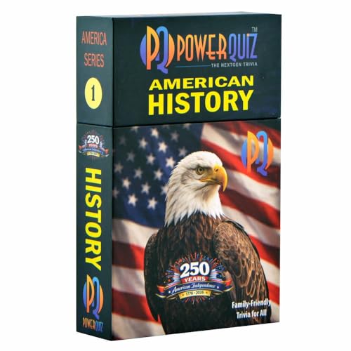 American History Trivia Game for Kids & Adults | 200 Questions, 5 Difficulty levels Beginner to Expert, Fun facts, Explanations, Premium Matte Cards, Hard Storage Box - style: American History