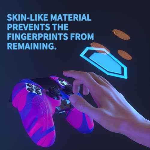 PlayVital Guardian Edition Anti-Slip Ergonomic Silicone Cover Case for ps5 Edge Controller, Soft Rubber Protector Skin for ps5 Edge Wireless Controller with Thumb Grip Caps - Pink & Purple & Blue - color: Pink & Purple & Blue