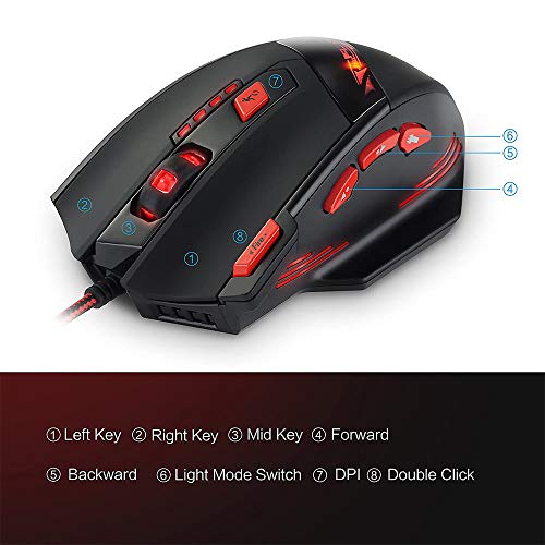Zelotes Wired Gaming Mouse, 9200DPI, 8 Programmable Buttons, USB Optical Ergonomic Mouse, Corded Computer Mouse, Mouse Gaming for PC, Mac, Black