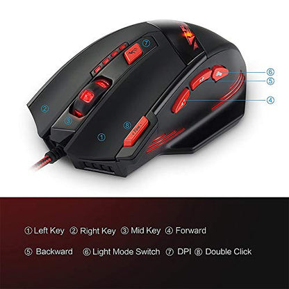 Zelotes Wired Gaming Mouse, 9200DPI, 8 Programmable Buttons, USB Optical Ergonomic Mouse, Corded Computer Mouse, Mouse Gaming for PC, Mac, Black