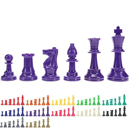 WE Games Color Bright Plastic Staunton Tournament Chess Pieces with 3.75 in. King - Half Chess Set of Chess Pieces Only, Purple - color: Purple