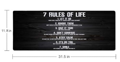 Gaming Mouse Pad, Large Non-Slip Rubber Base Mousepad, Keyboard Mouse Mat, Desk Pad with Stitched Edges, 31.5x11.8inch, 7 Rules of Life Motivational Quotes - color: 7 Rules of Life Motivational Quotes