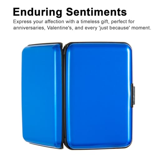 Credit Card Holder Small RFID Blocking Wallet Business Metal Slim Mini Aluminum Hard Case for Women Men - color: Blue