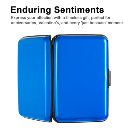Credit Card Holder Small RFID Blocking Wallet Business Metal Slim Mini Aluminum Hard Case for Women Men - color: Blue