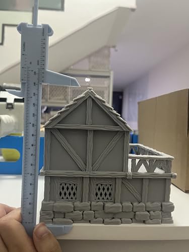 Hautico Town Building Terrain Set for 28mm Tabletop Miniature Wargames, Compatible with DND, 3D Printed and Paintable (Little Town Two-Floor House)