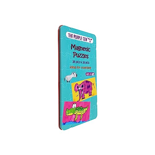 The Purple Cow Magnetic Game Box for Kids & Adults - Magnetic Puzzle Box -Improve Fine Motor Skills & Encourage Spatial Perception - Ideal for Travel - color: Mini Puzzles