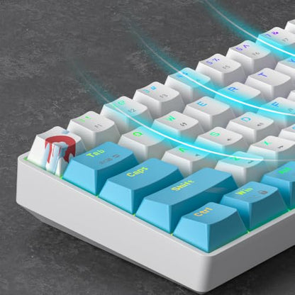 Portable 60% Mechanical Gaming Keyboard White/Blue, RGB Backlit Wired Key Board with Red Switch, Compact 68 Keys Office Keyboards with for Windows Laptop PC (68 Sea/Red Switch) - color: 68 Sea/Red Switch