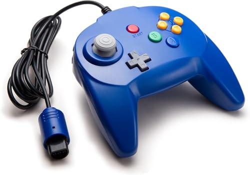 Mini Controller for N64 Console, Retro N64 Wired 64-bit Remote Game Controller Upgraded Joystick Gamepad Replacement Blue - color: blue