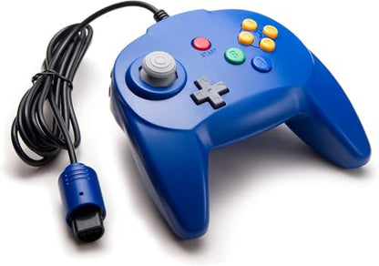 Mini Controller for N64 Console, Retro N64 Wired 64-bit Remote Game Controller Upgraded Joystick Gamepad Replacement Blue - color: blue