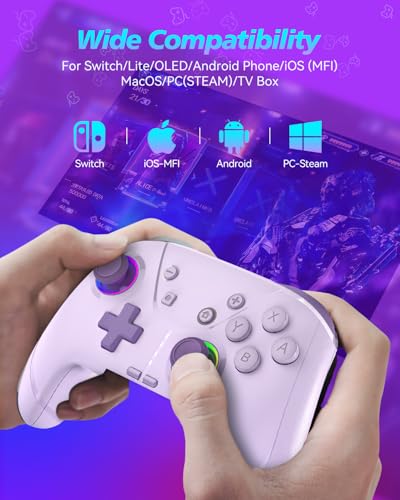 GMBACK Wireless Switch 2 Pro Controller with Home Wake Up & Loop Macro | Bluetooth Gaming Controller for Nintendo Switch 2/1/Lite/OLED with HD Rumble, 6-Axis Gyro, Turbo, 800mAh, Purple - color: Purple