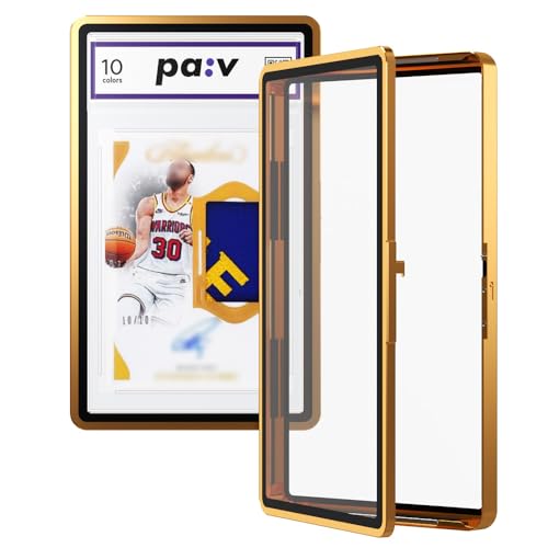 PAV PSA Snap Case –Premium Aluminium PSA Slab Protector with UV-Resistant Tempered Glass Display - Graded Guard Case for Standard 35PT PSA Slabs with Button Lock, Magnetic Stack Design - color: Metallic Gold