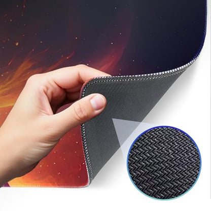 Gaming Mouse Pad, Galaxy Starry Sky Non-Slip Rubber Base with Seam Edge Mouse Pad, Extra Large 31.5x11.8 Inch, Suitable for Home, Office, Gaming - color: Colorful galaxy
