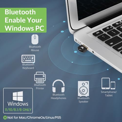 Avantree DG45 USB Bluetooth Adapter Dongle for PC, Computer, Desktop & Laptop, Compatible with Windows 11/10/8.1/8 Only - Connects Bluetooth Headphones, Speakers, Keyboards & Mice ONLY (Not 2.4G/WiFi) - style: Bluetooth Adapter 5.0