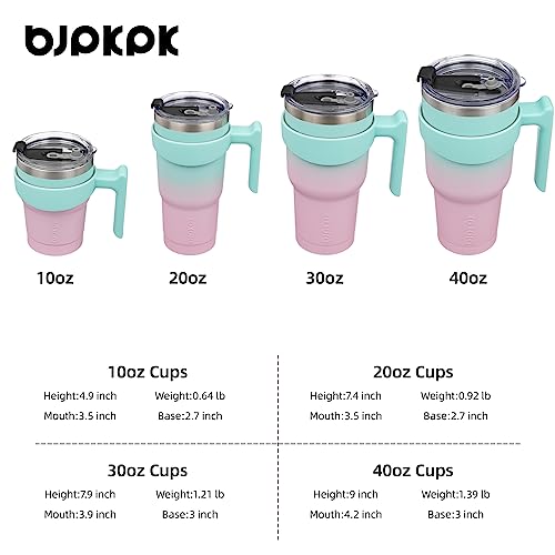BJPKPK 10 oz Mini Tumbler with Lid, Straw & Handle, Insulated Steel Cup | Small, Spill Proof, Leak Proof, Thermal, Double Wall Vacuum, Sweatproof, Dishwasher Safe, BPA Free, Bubble Gum - color: Bubble Gum, size: 10 Ounces