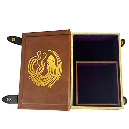 Fantasydice Book-Shaped Gold/Purple Cthulhu Tome Rolling Magic Book Tray for All Tabletop RPGs Like D&D, Call of Cthulhu, Shadowrun. - color: Gold / Purple