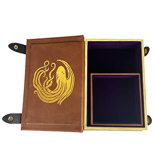 Fantasydice Book-Shaped Gold/Purple Cthulhu Tome Rolling Magic Book Tray for All Tabletop RPGs Like D&D, Call of Cthulhu, Shadowrun. - color: Gold / Purple
