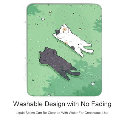 Cute Cat Square Mouse Pad,Black and White Cats Mouse Pads for Wireless Mouse Desk Accessories,10"X8"Travel Mousepad with Non-Slip Rubber Base, Stitched Edge Mouse Pads for Desk,Computers,Laptop,Office - color: S-2