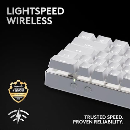 Logitech G PRO X 60% Wireless Gaming Keyboard (Tactile Optical) - White | Ultra compact TKL, for Windows PC, LIGHTSYNC RGB, dual-shot PBT keycaps, GX optical switches - color: White, size: 60% - Wireless, style: Tactile