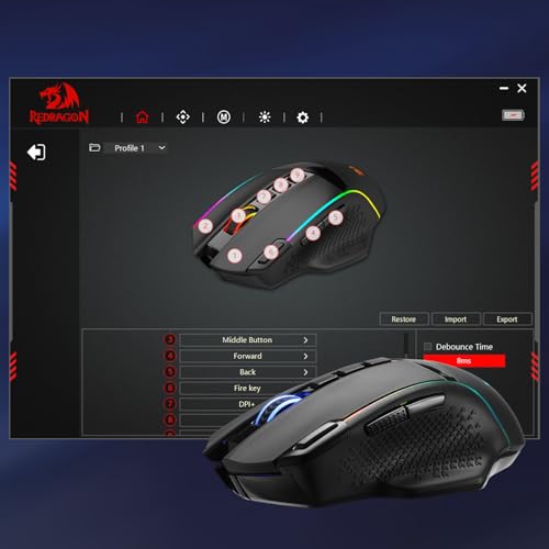 Redragon M991 3-Mode Wireless RGB Gaming Mouse 26000 DPI Remapping Keys | Cable-Free 0 Delay, Smooth Precise Tracking, Rapid-Fire Macro Keybinds, Vibing Backlight, Ergonomic Grip Body Comfort - color: Black, style: M991