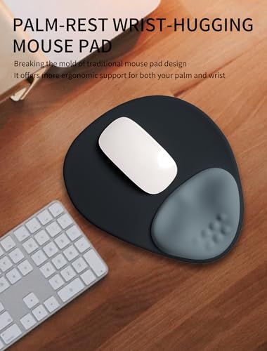 Palm-Rest and Wrist-Hugging Mouse Pad Wrist Rest, Ergonomic Wrist Support with Curve Fitting Cushioned Memory Foam for Carpal Tunnel Pain Relief, 9.9 x 8.3 Inch, Slate Gray - color: Slate Gray