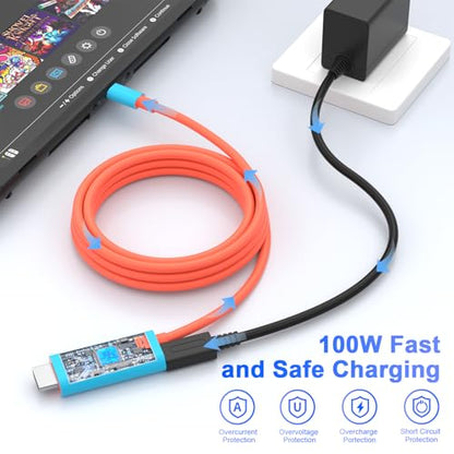 Switch 2 Dock HDMI Cable,Portable Travel TV Adapter with 4K@60Hz for Switch2/ Switch OLED/Steam Deck/Rog Ally/Xbox Ally X/Legion Go, 100W PD in with 6.6 FT Charging USB C to HDMI Cable