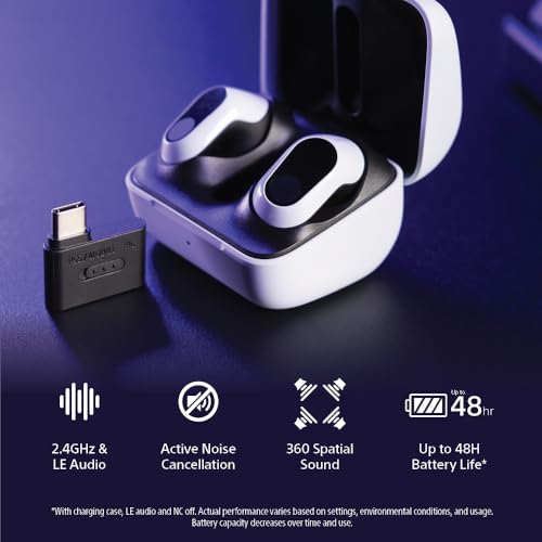 Sony INZONE Buds Wireless Noise Cancelling Gaming Earbuds, Black | Perfect for PlayStation® 5, PC/PS5/Switch/Mobile, 48Hr Battery with Case, Low Latency 2.4GHz USB-C Dongle, Truly Wireless - color: Black